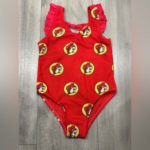 Kids Cartoon Print Red One Piece Swimsuit